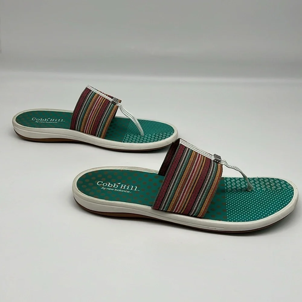 Cobb Hill by New Balance Multi Color Striped Jeanine Thong Wide‎ Band Sandal 11M